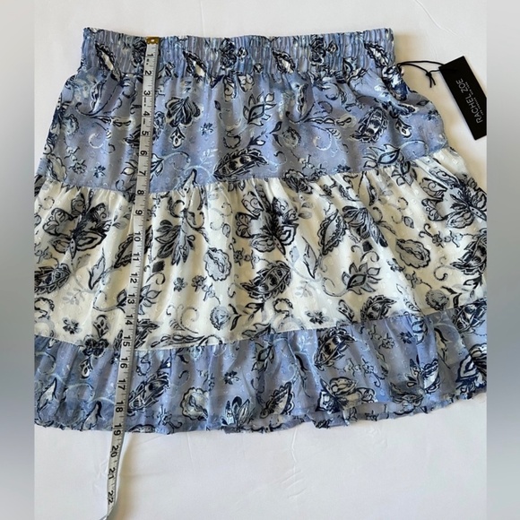 Rachel Zoe Tiered Floral Lined Chiffon Knee Length Blue & White Mini Skirt M - Picture 5 of 8